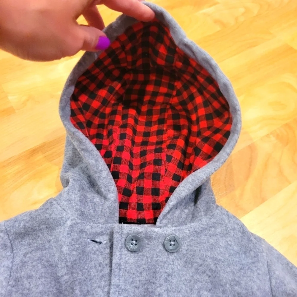 Carter's Baby pea coat with Buffalo plaid trim and pants size 12 months